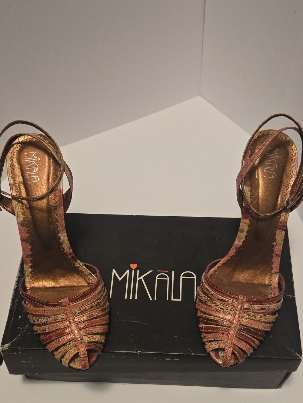 Metallic Copper Strappy Women's Heels